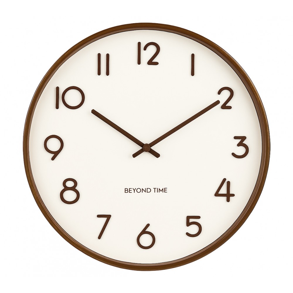 Veggklokke - Beyond Time Madera Grande Mørkt Tre Hvit