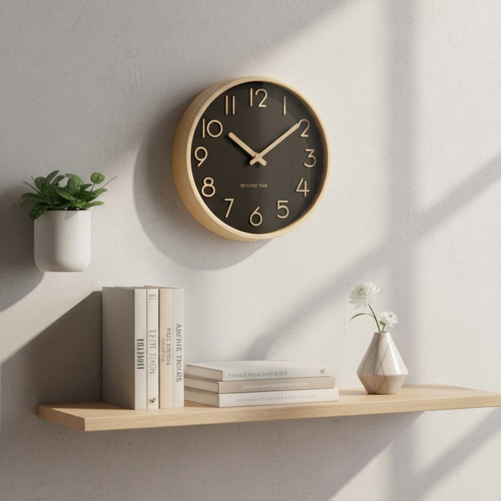 Veggklokke - Beyond Time Madera Lyst Tre Svart