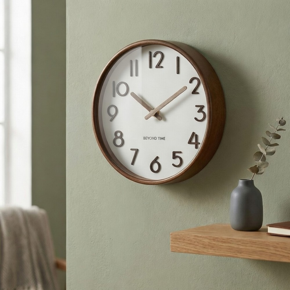 Veggklokke - Beyond Time Madera Mørkt Tre Hvit