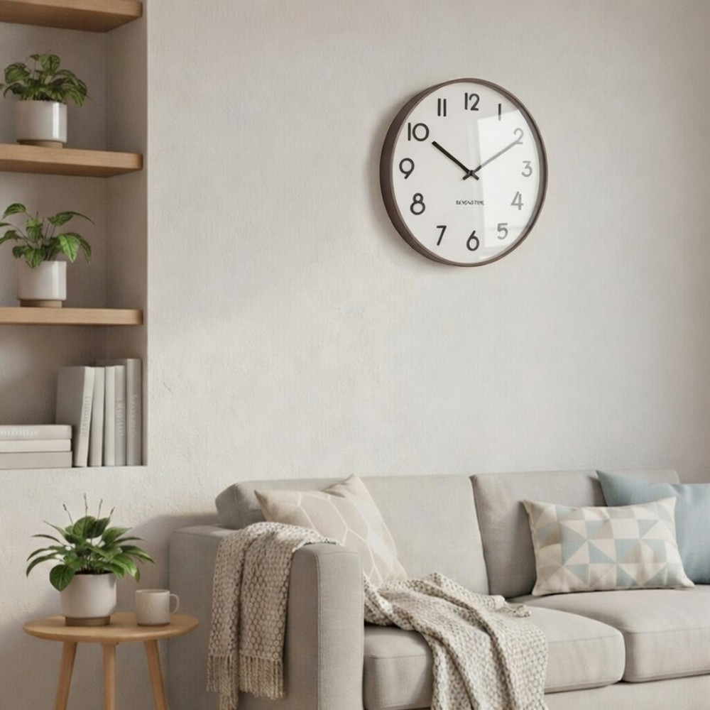 Veggklokke - Beyond Time Madera Grande Mørkt Tre Hvit