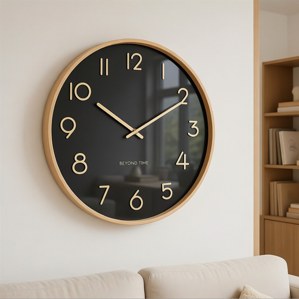 Veggklokke - Beyond Time Madera Grande Lyst Tre Svart