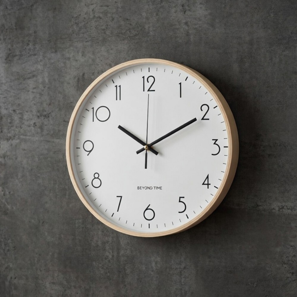 Veggklokke - Beyond Time Legna Lyst Tre Hvit