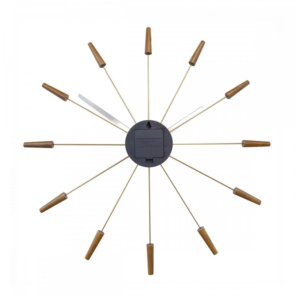 Veggklokke - NeXtime Plug Inn Bronse/Tre