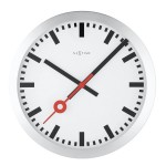 Veggklokke - NeXtime Station Stripe Sølv/Hvit