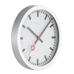Veggklokke - NeXtime Station Stripe Sølv/Hvit